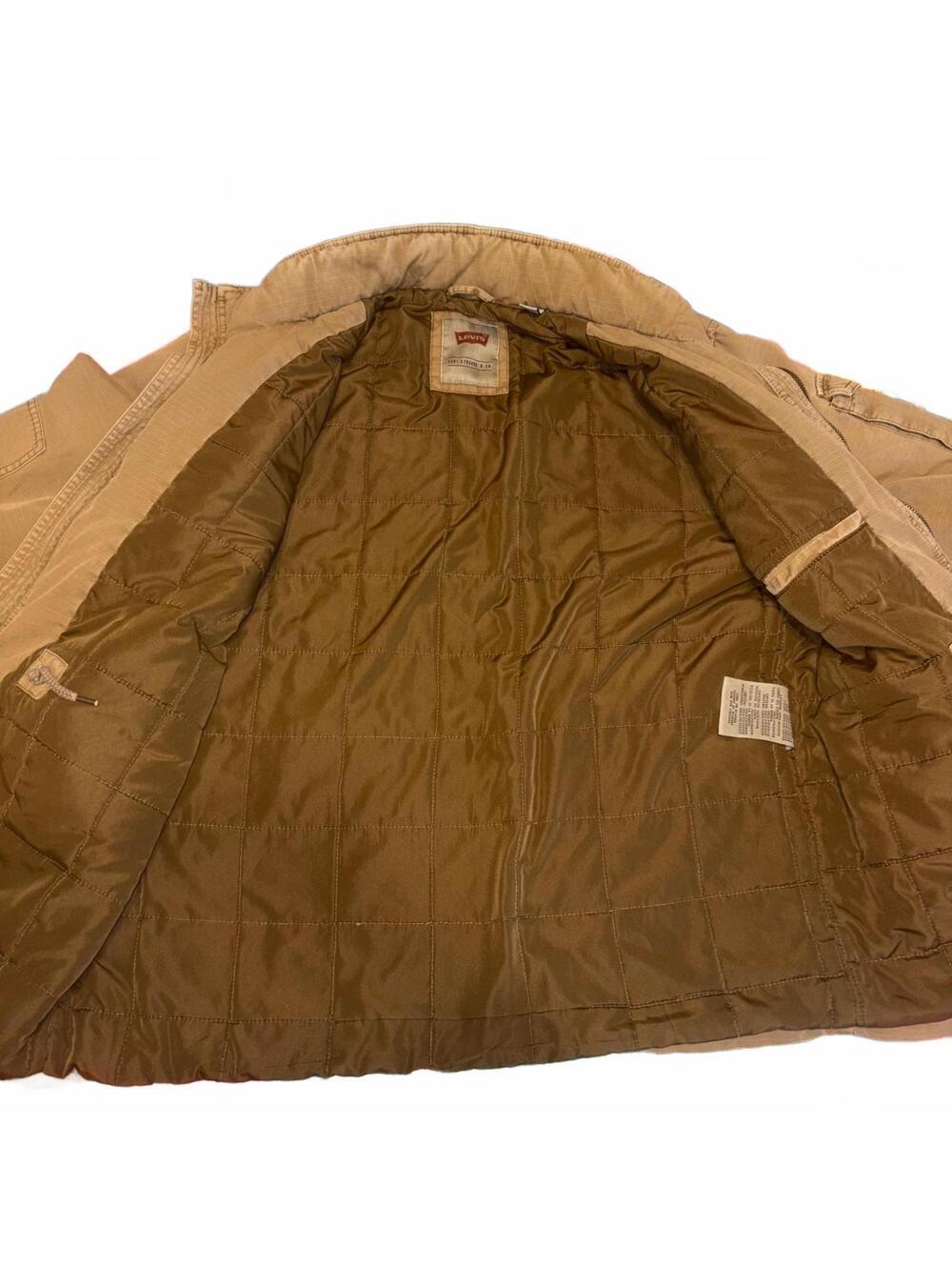 LEVI'S Field Jacket Men's Large Full Zip Tan RipStop Quilted Hooded Workwear - Picture 6 of 9